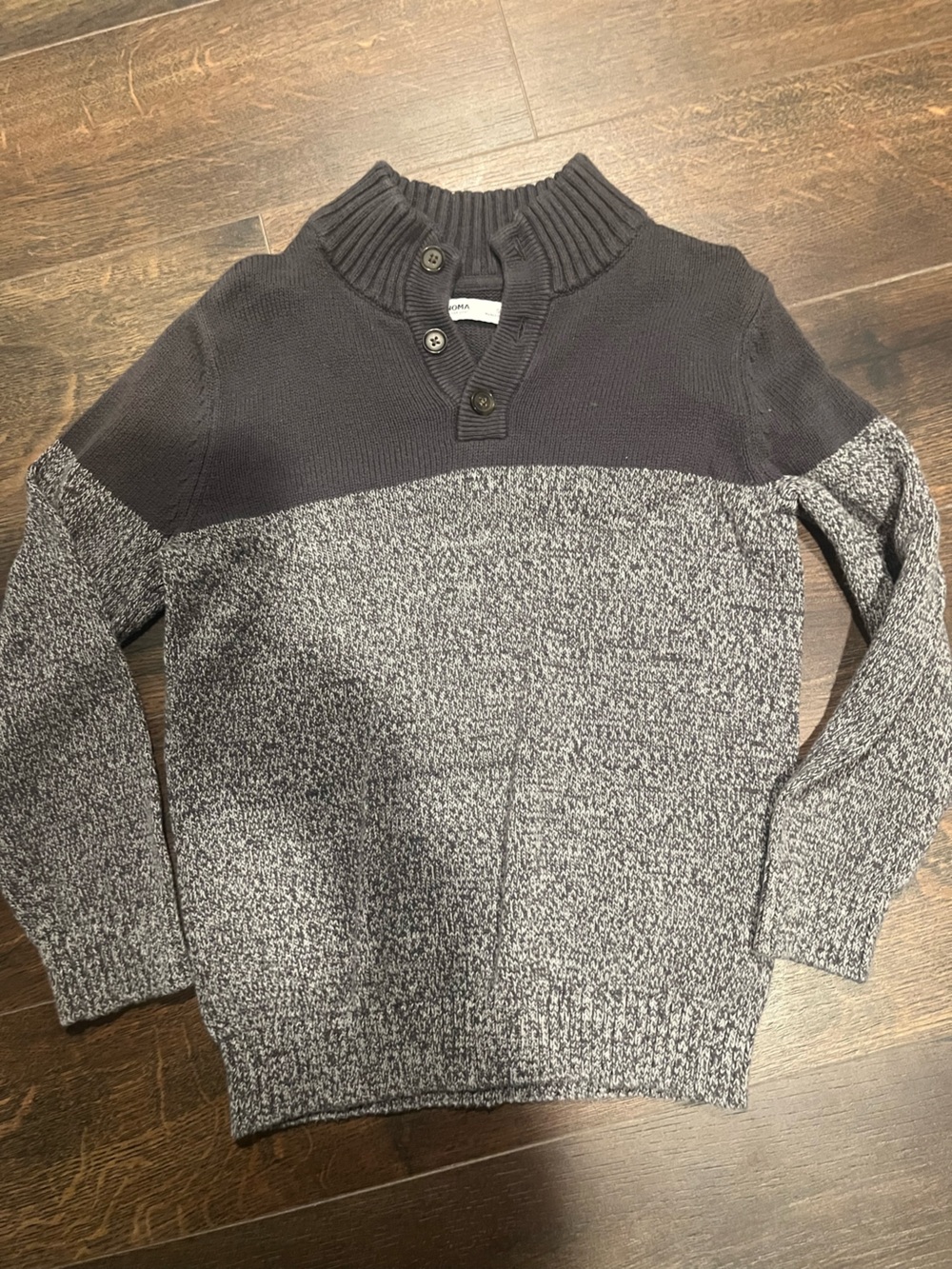 Sonoma Black and Gray Boys Shawl Collar Knit Sweater